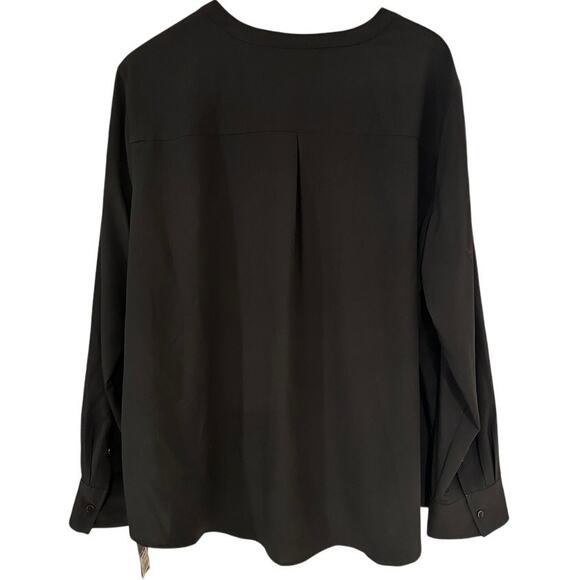 Pure Energy Black Core Career Blouse 3X Plus Size Long Sleeve Relaxed Fit Work - Picture 5 of 6